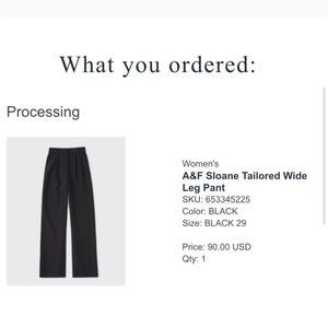 Abercrombie & Fitch Sloane Tailored Wide Leg Pant Black